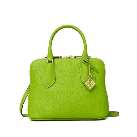 Tory Burch Handbags - NWT Tory Burch Mini Swing Satchel Bag Crossbody Pebbled Leather Green Spring